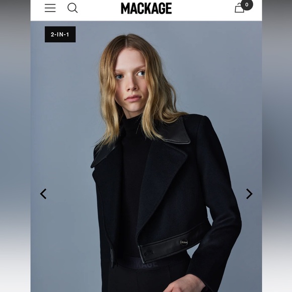 Mackage - 2-in-1 Double-Face Wool and Lamb Leather Coat with Detachable Skirt. - Picture 3 of 8